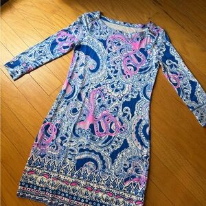 Lilly Pulitzer Blue and Pink Long Sleeve Dress